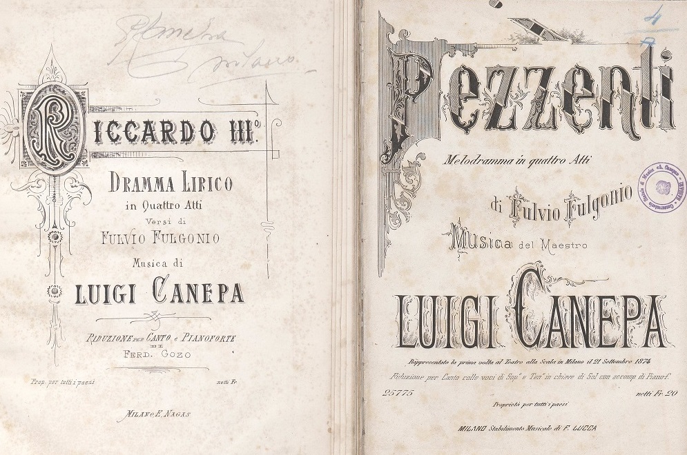 Frontespizi opere di Canepa